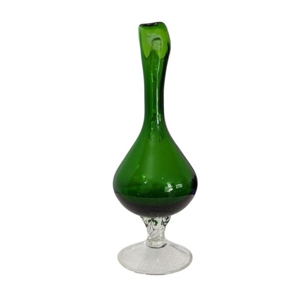 MCM 12” Empoli Rossini ? Hand-Blown Glass Ewer Pitcher in 1960s-1970s Green SEE - Picture 4 of 9